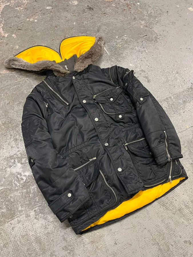 AW2003 Dolce Gabbana Hunter Multi Zips Detachable Black Jacket  KTbYkOA 10