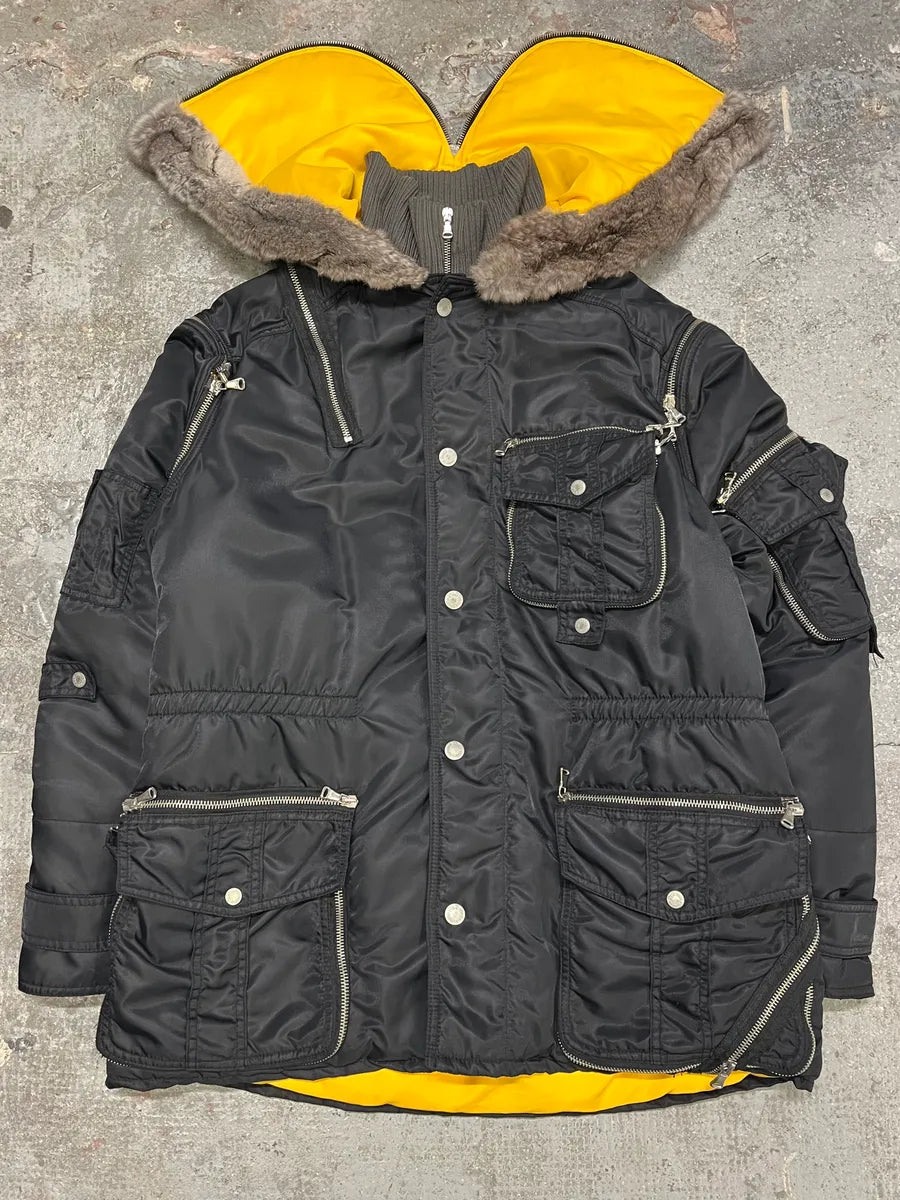 AW2003 Dolce Gabbana Hunter Multi Zips Detachable Black Jacket  KTbYkOA 11