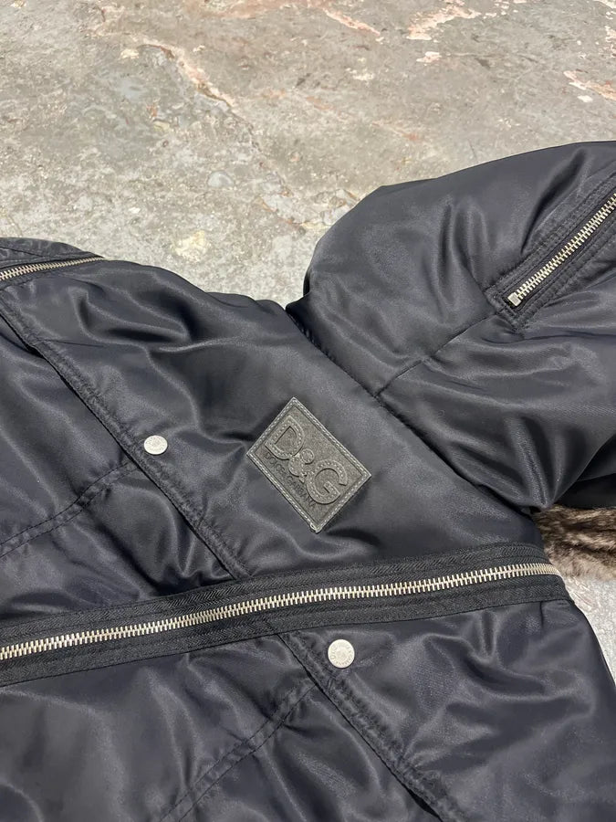 AW2003 Dolce Gabbana Hunter Multi Zips Detachable Black Jacket  KTbYkOA 12