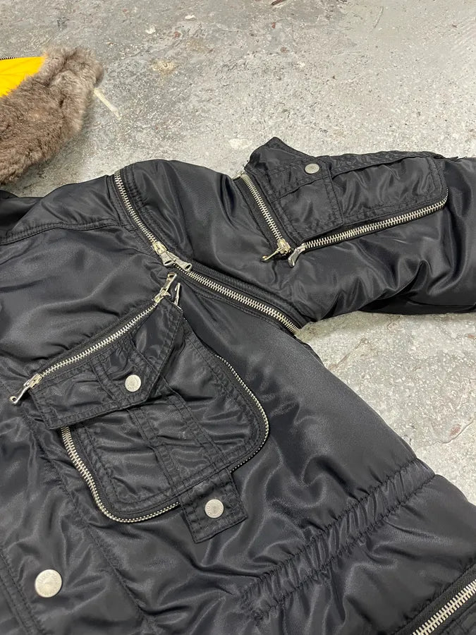 AW2003 Dolce Gabbana Hunter Multi Zips Detachable Black Jacket  KTbYkOA 13