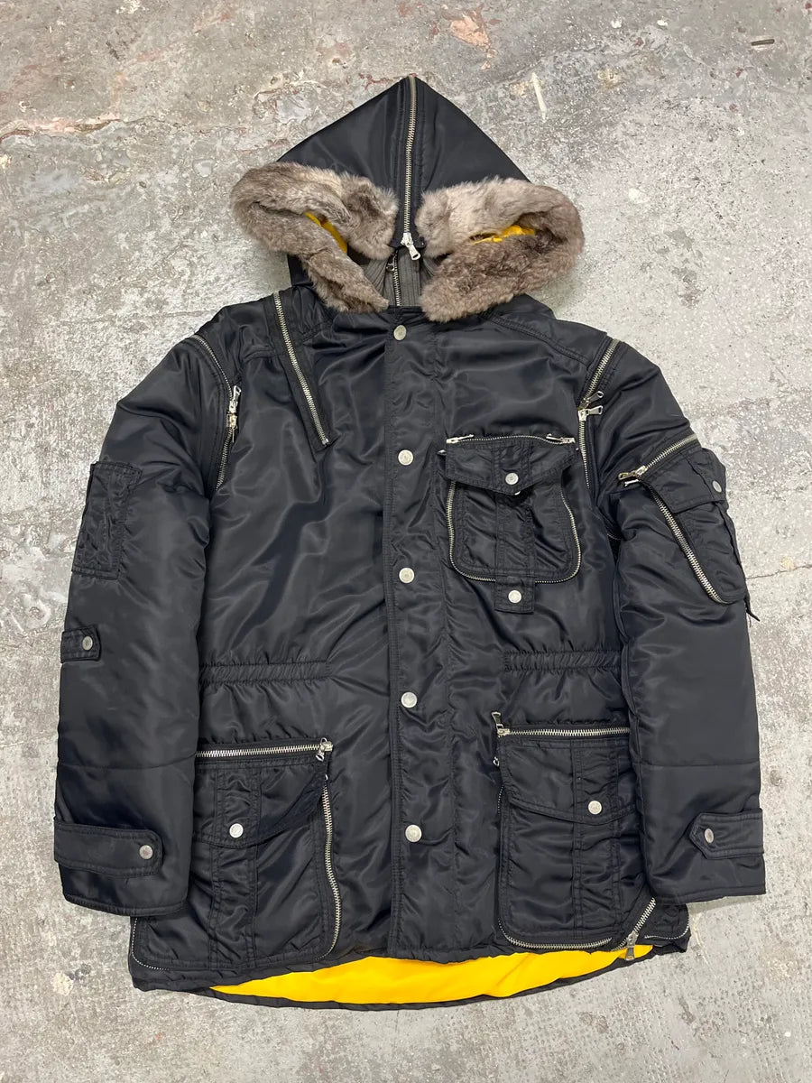 AW2003 Dolce Gabbana Hunter Multi Zips Detachable Black Jacket  KTbYkOA 2