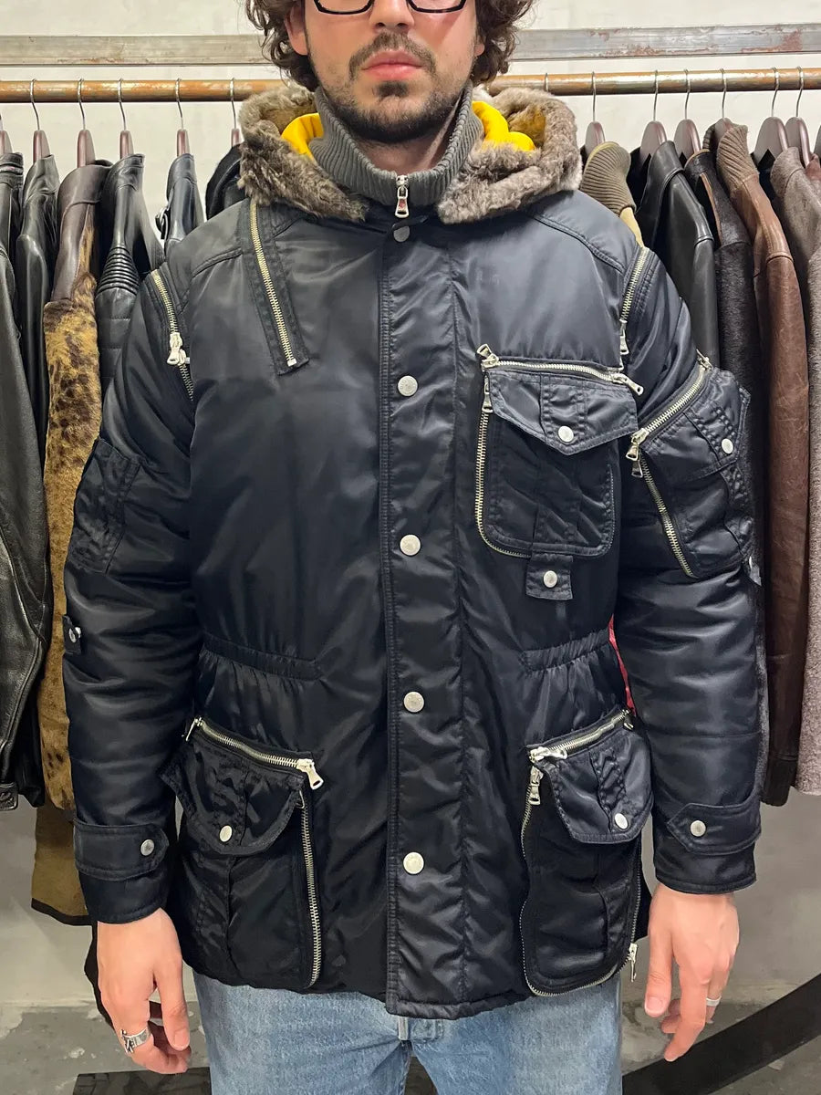 AW2003 Dolce Gabbana Hunter Multi Zips Detachable Black Jacket  KTbYkOA 3