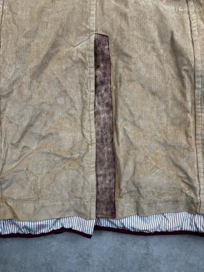 AW2002 Dsquared2 Beige & Blue Hybrid Corduroy Denim Long Coat olQHkXt 14