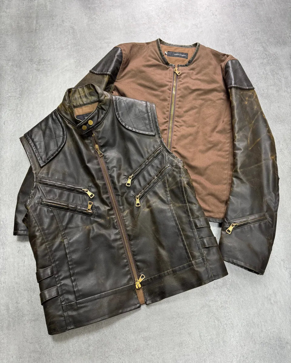 AW2003 Dsquared2 Biker 2-in-1 Leather Jacket fdHhVvQ 1