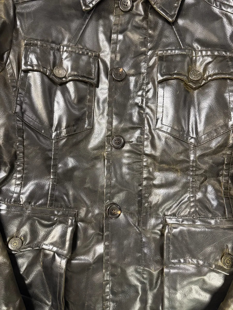 AW2003 Dsquared2 Brown Eroded Patina Leather Biker Jacket cOXIGZQ 10