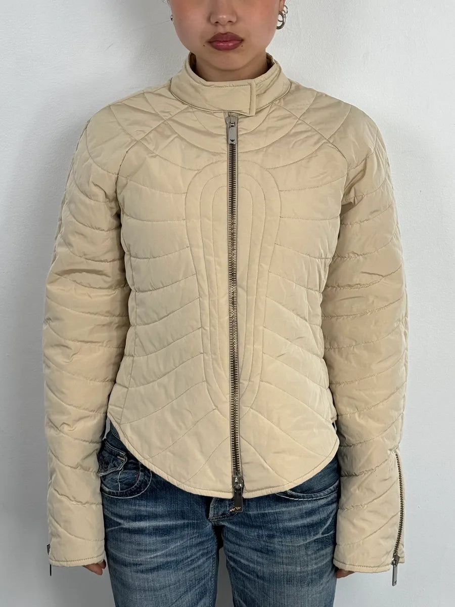 AW2003 Emporio Armani Cream Cropped Contemporary Jacket BpFUqWM 1