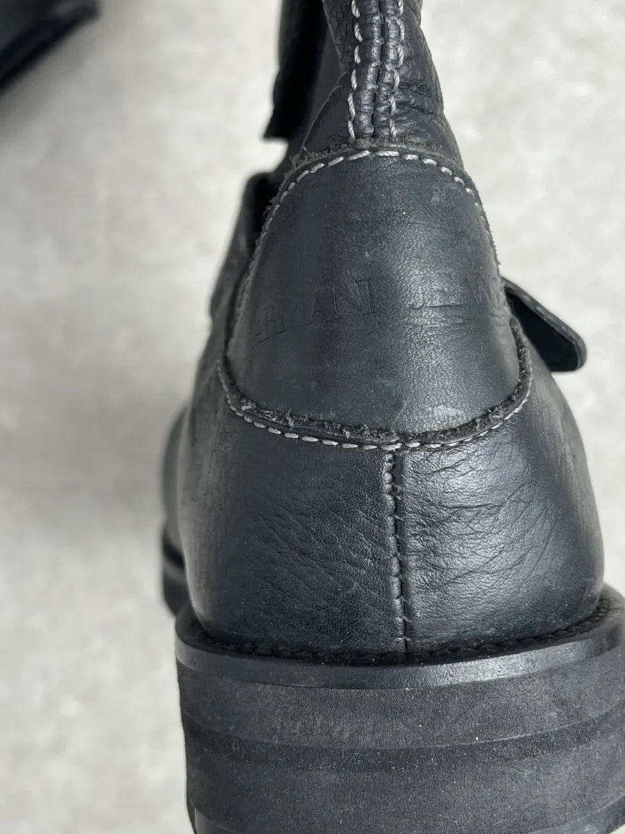AW2003 Emporio Armani Black Leather Biker Ankle Boots pAhzWMb 7