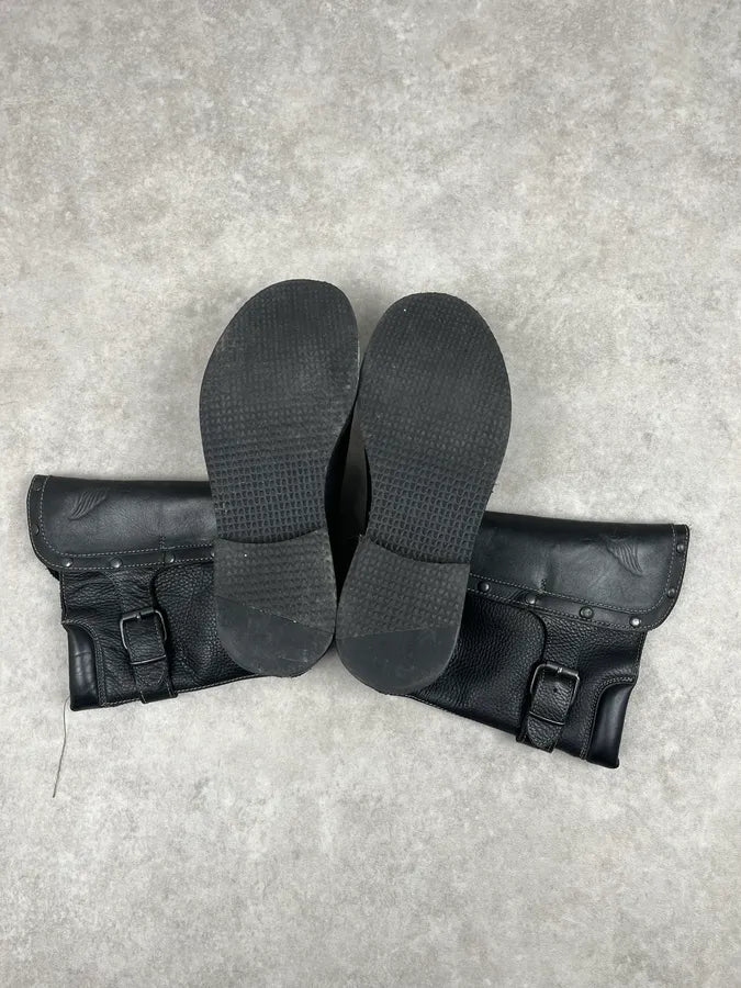 AW2003 Emporio Armani Black Leather Biker Ankle Boots pAhzWMb 6