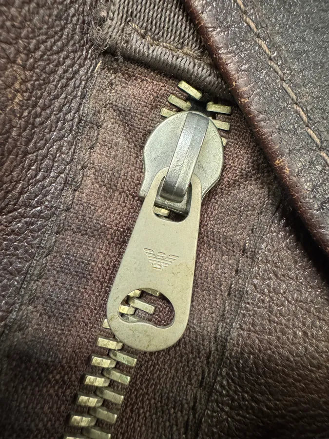 AW2003 Emporio Armani Brown Leather Shoulder Bag (OS) avQHjof 3