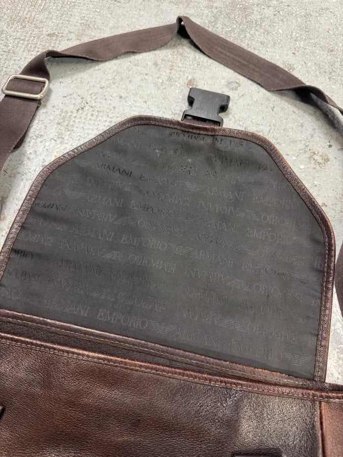 AW2003 Emporio Armani Brown Leather Shoulder Bag (OS) avQHjof 5