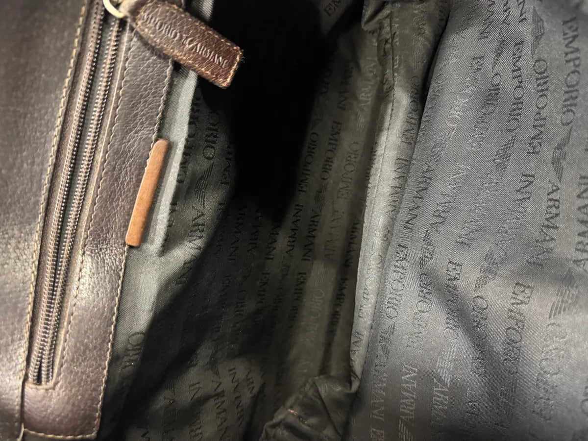 AW2003 Emporio Armani Brown Leather Shoulder Bag (OS) avQHjof 6