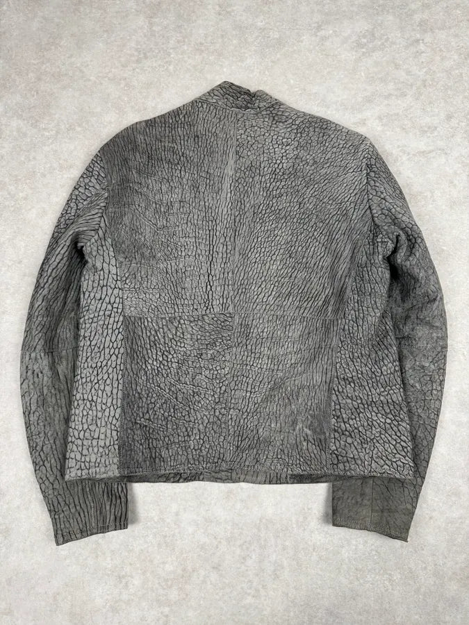 AW2003 Emporio Armani Grey Cracked Effect Leather Jacket lvnBKSy 1