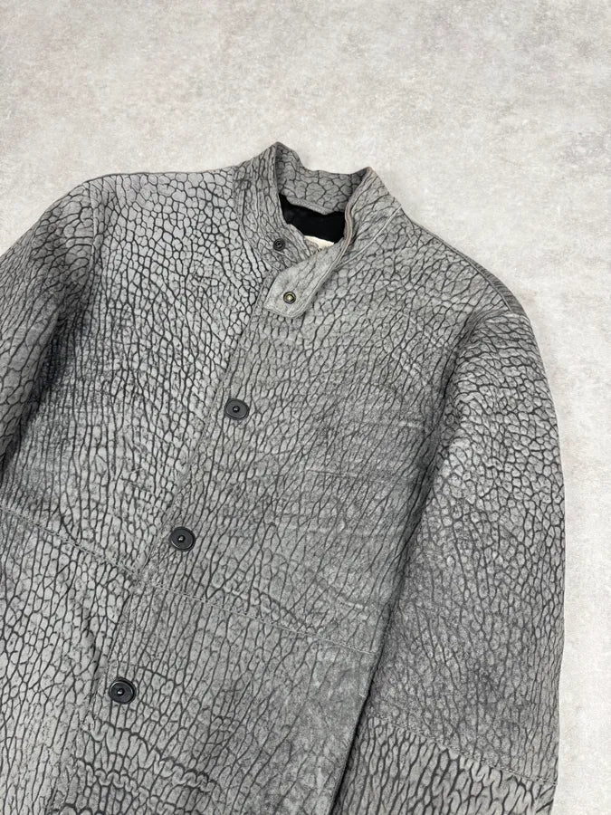 AW2003 Emporio Armani Grey Cracked Effect Leather Jacket lvnBKSy 2