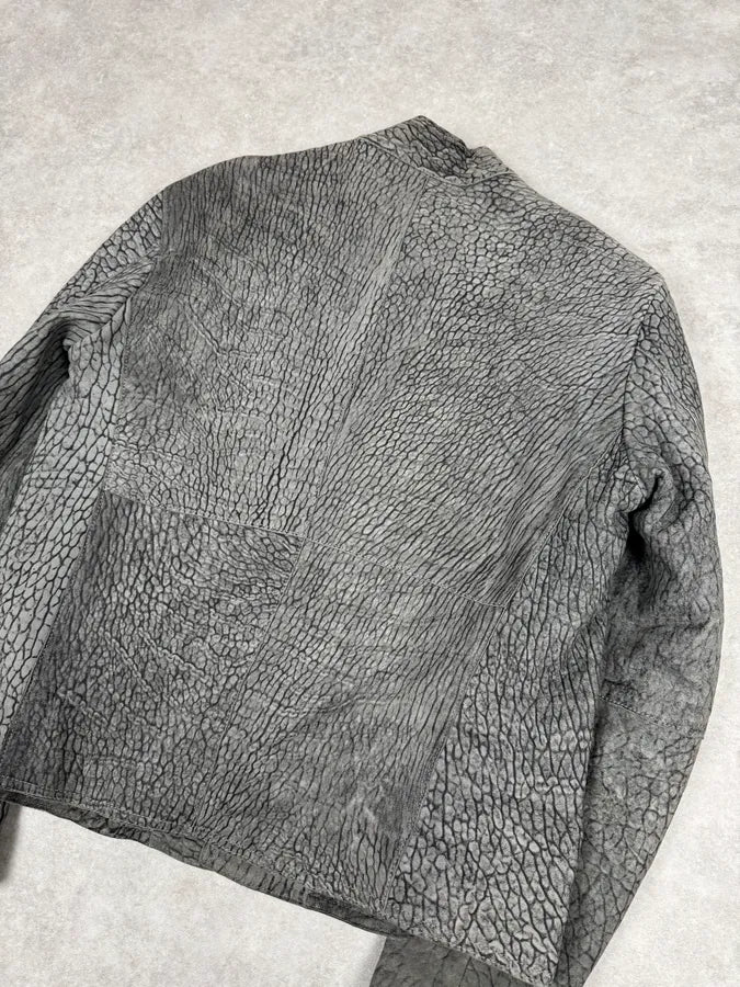 AW2003 Emporio Armani Grey Cracked Effect Leather Jacket lvnBKSy 3