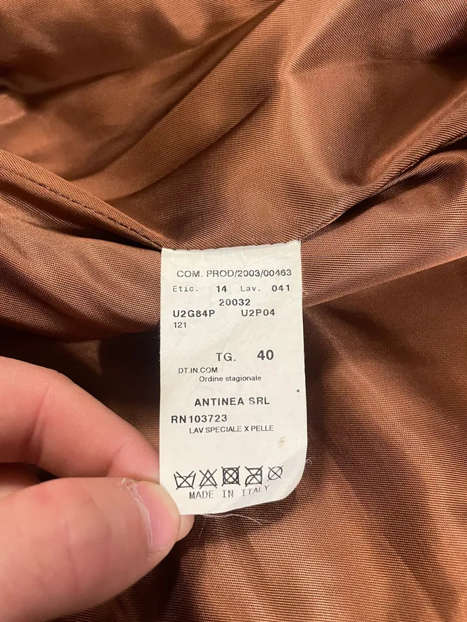 AW2003 Emporio Armani Raw Distressed Leather Suit Jacket aIGMAbk 7