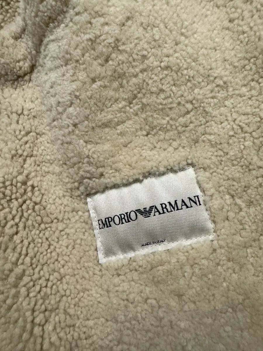 AW2003 Emporio Armani Texture Grey Shearling Leather Trench Coat YEraucp 8