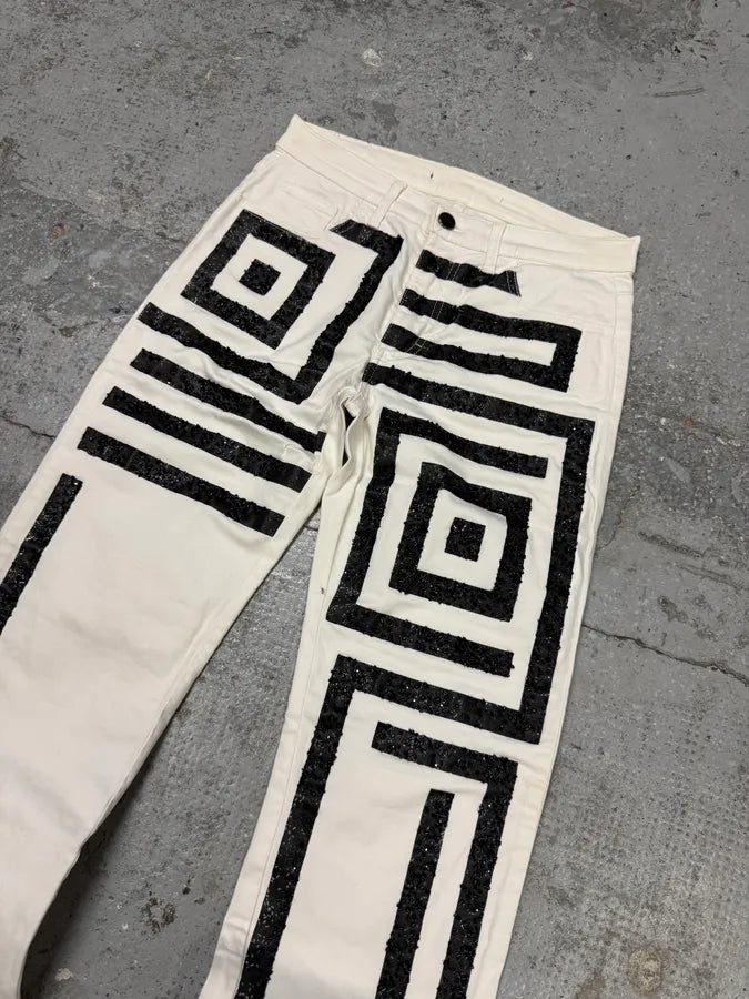AW2003 Gianfranco Ferré Geometrical Embellished White Pants dNUCAOy 4