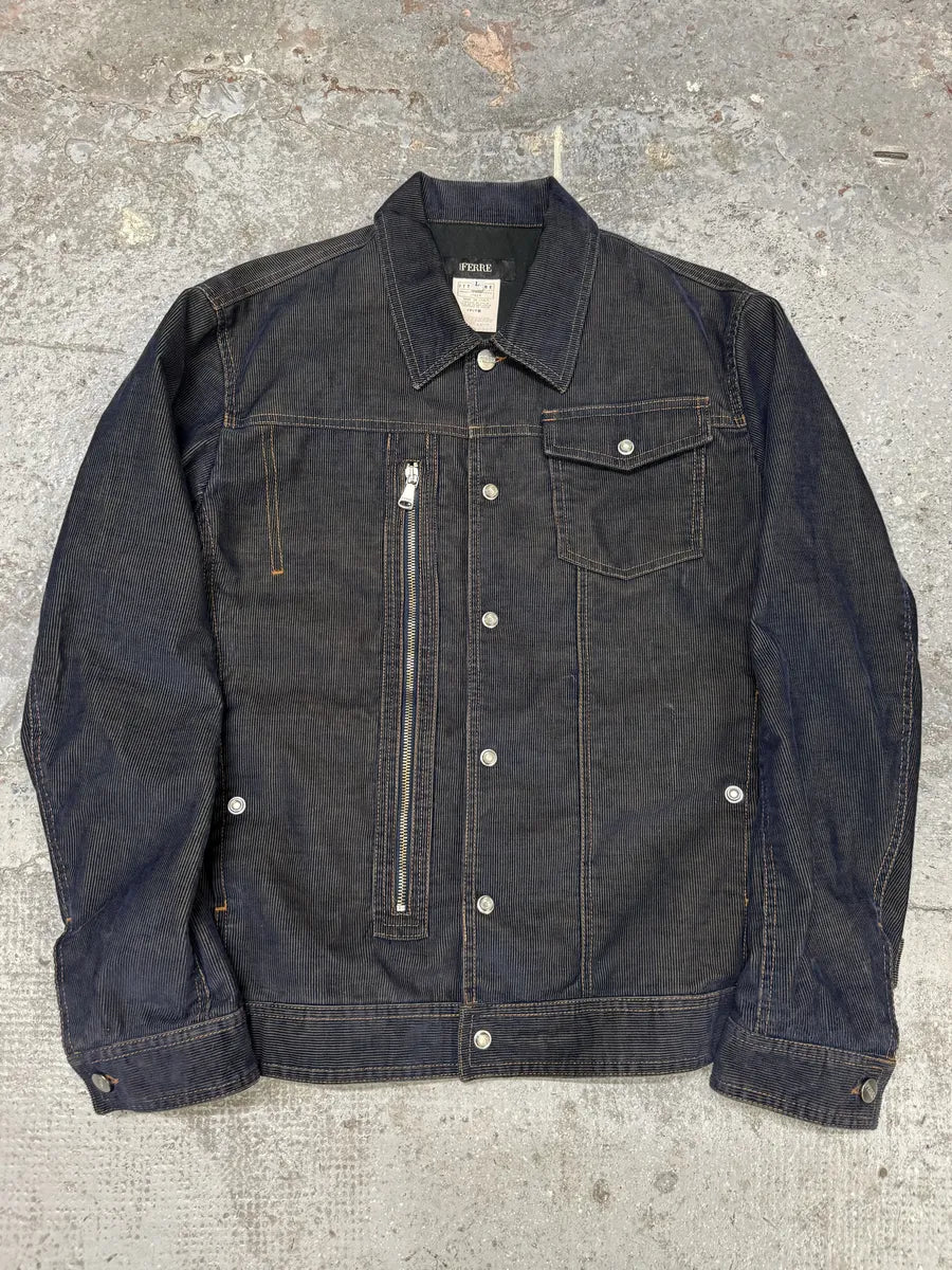 AW2003 Gianfranco Ferré Navy Dark Velvet Jacket (M/L) GgvBULV 2
