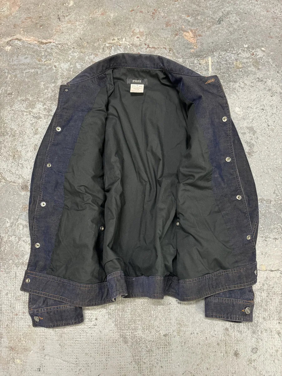 AW2003 Gianfranco Ferré Navy Dark Velvet Jacket (M/L) GgvBULV 4