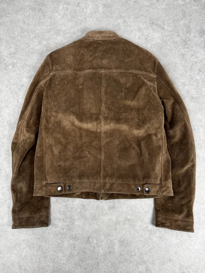 AW2003 Gucci Camel Biker Suede Leather Jacket by Tom Ford ZkQBqbR 3