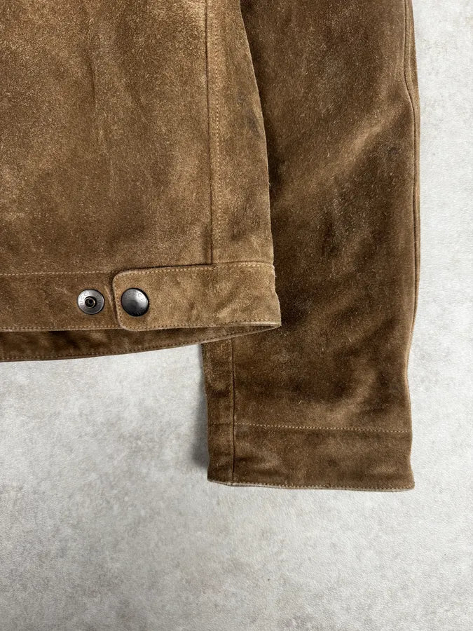 AW2003 Gucci Camel Biker Suede Leather Jacket by Tom Ford ZkQBqbR 9