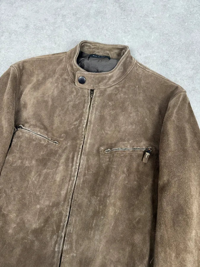 AW2003 Gucci Camel Biker Suede Leather Jacket by Tom Ford ZkQBqbR 4