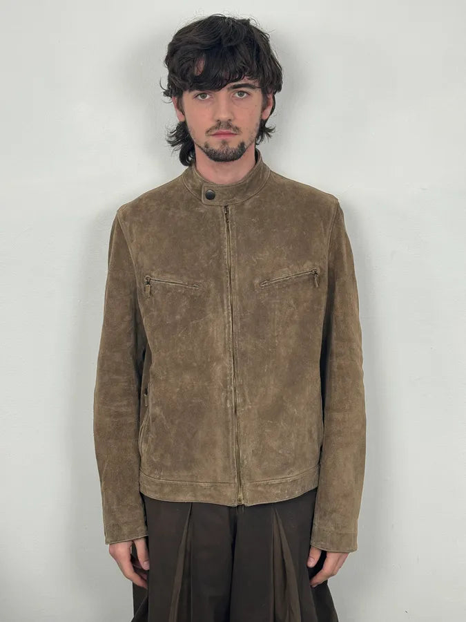 AW2003 Gucci Camel Biker Suede Leather Jacket by Tom Ford ZkQBqbR 1