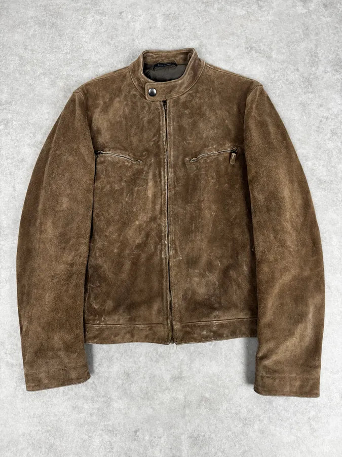 AW2003 Gucci Camel Biker Suede Leather Jacket by Tom Ford ZkQBqbR 0