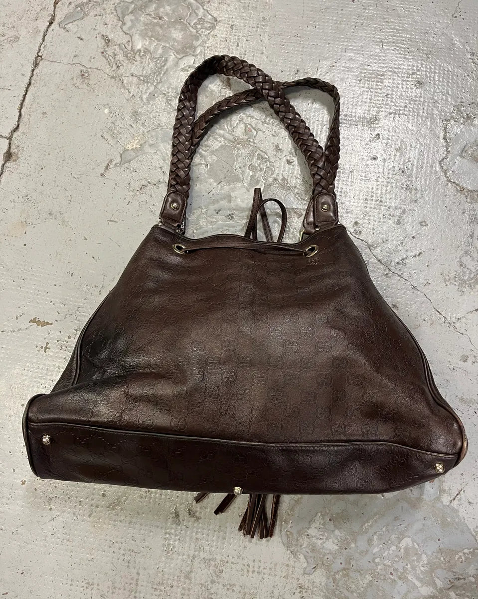 AW2003 Gucci Dark Brown Leather Bamboo Tassel Hobo Bag by Tom FOrd OGUFKwl 7