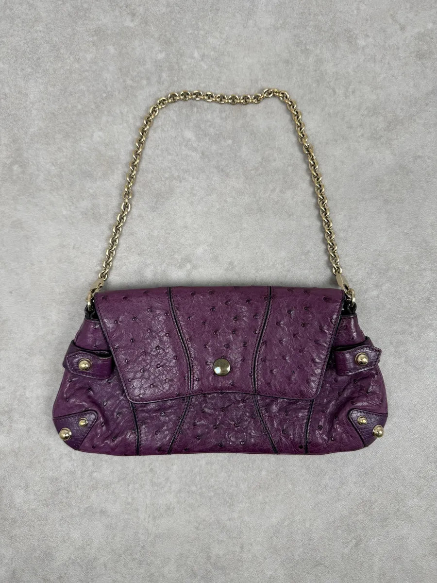 AW2003 Gucci Purple Ostrich Leather Handle Clutch Bag gSjgafO 0