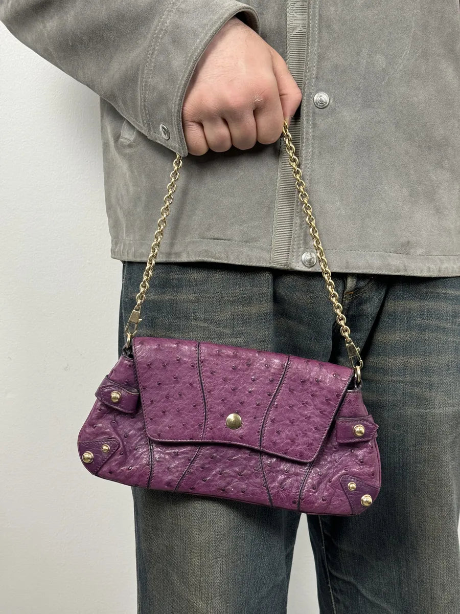 AW2003 Gucci Purple Ostrich Leather Handle Clutch Bag gSjgafO 1