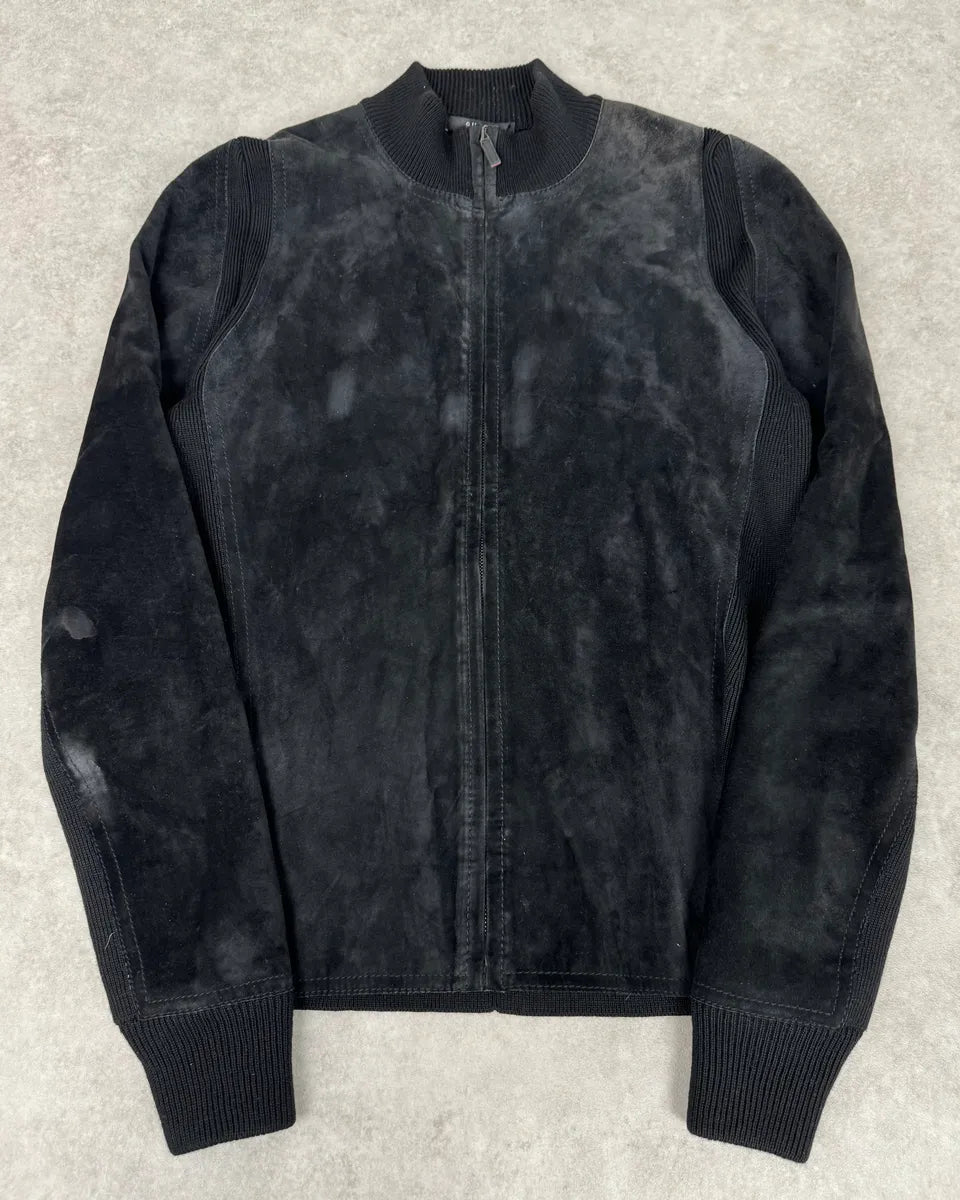 AW2003 Gucci Wool & Suede Hybrid Black Leather Jacket by Tom Ford yYgflgs 0