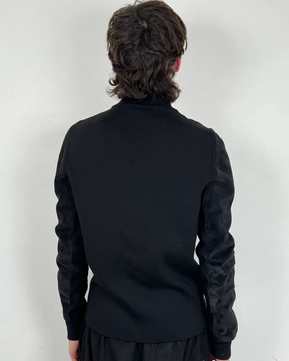 AW2003 Gucci Wool & Suede Hybrid Black Leather Jacket by Tom Ford yYgflgs 3