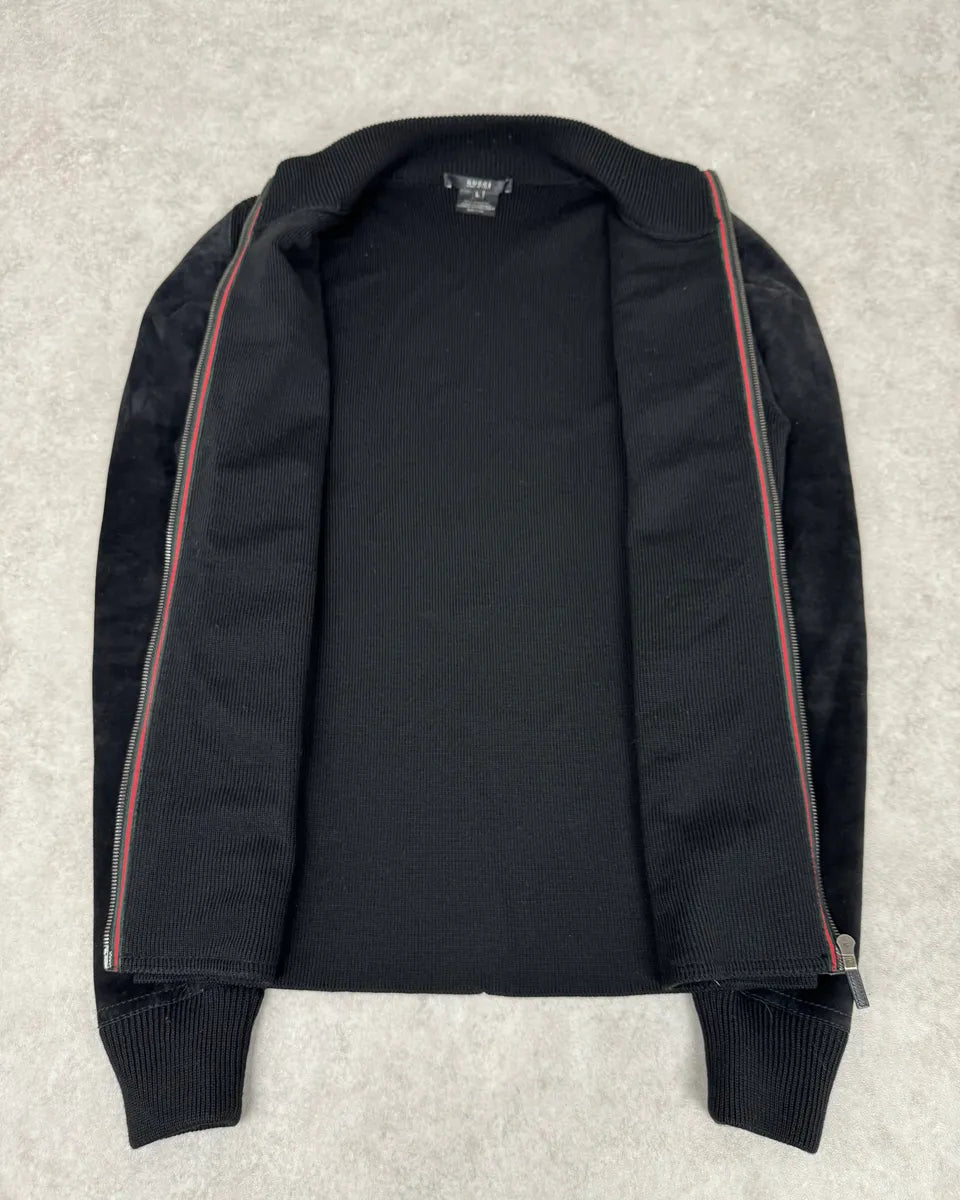 AW2003 Gucci Wool & Suede Hybrid Black Leather Jacket by Tom Ford yYgflgs 9