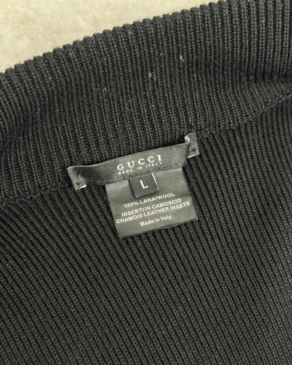 AW2003 Gucci Wool & Suede Hybrid Black Leather Jacket by Tom Ford yYgflgs 10