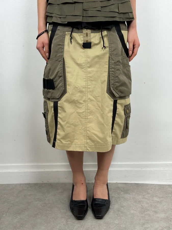 AW2003 Jean Paul Gaultier Beige Utility Military Skirt BKdSOSg 0
