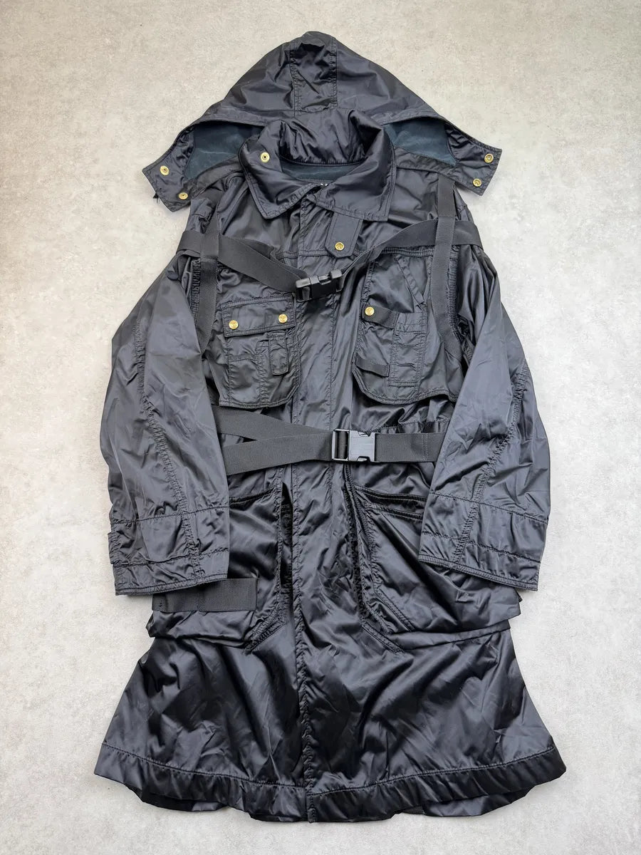 AW2003 Jean Paul Gaultier Black Bondage Long Parka Jacket UrWmmvk 0