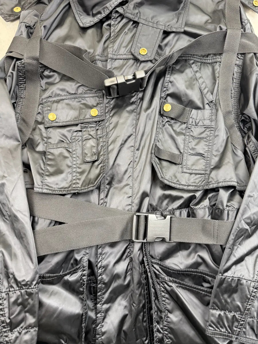 AW2003 Jean Paul Gaultier Black Bondage Long Parka Jacket UrWmmvk 9