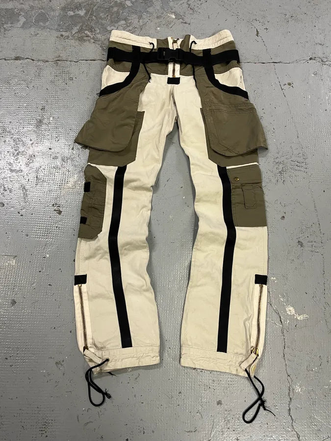 AW2003 Jean Paul Gaultier Bondage Beige Cargo Parachute Pants temOzTl 0