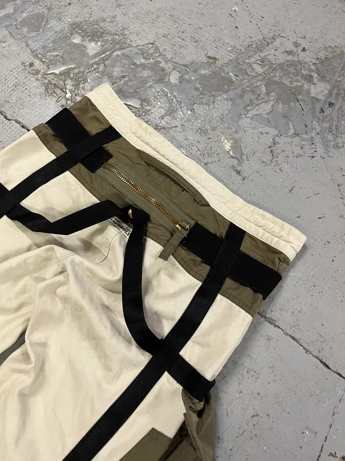 AW2003 Jean Paul Gaultier Bondage Beige Cargo Parachute Pants temOzTl 10