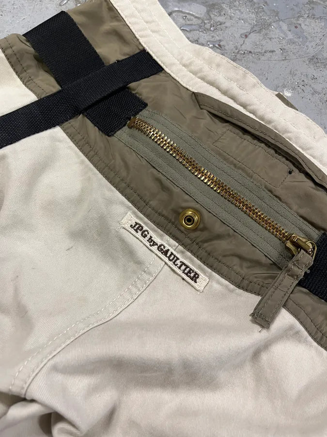 AW2003 Jean Paul Gaultier Bondage Beige Cargo Parachute Pants temOzTl 11