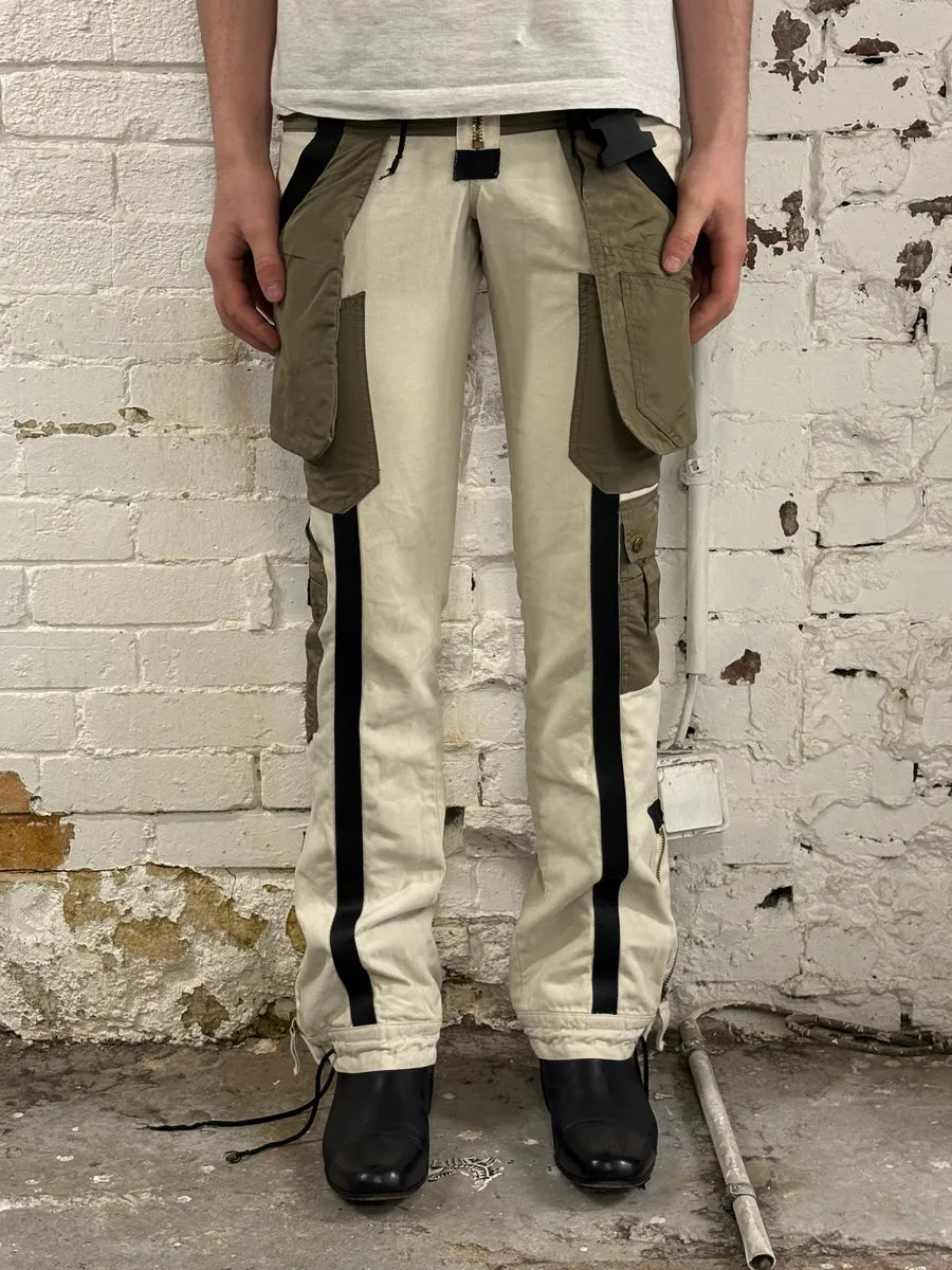 AW2003 Jean Paul Gaultier Bondage Beige Cargo Parachute Pants temOzTl 2