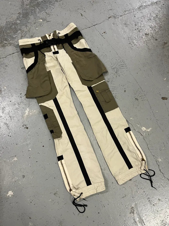 AW2003 Jean Paul Gaultier Bondage Beige Cargo Parachute Pants temOzTl 4