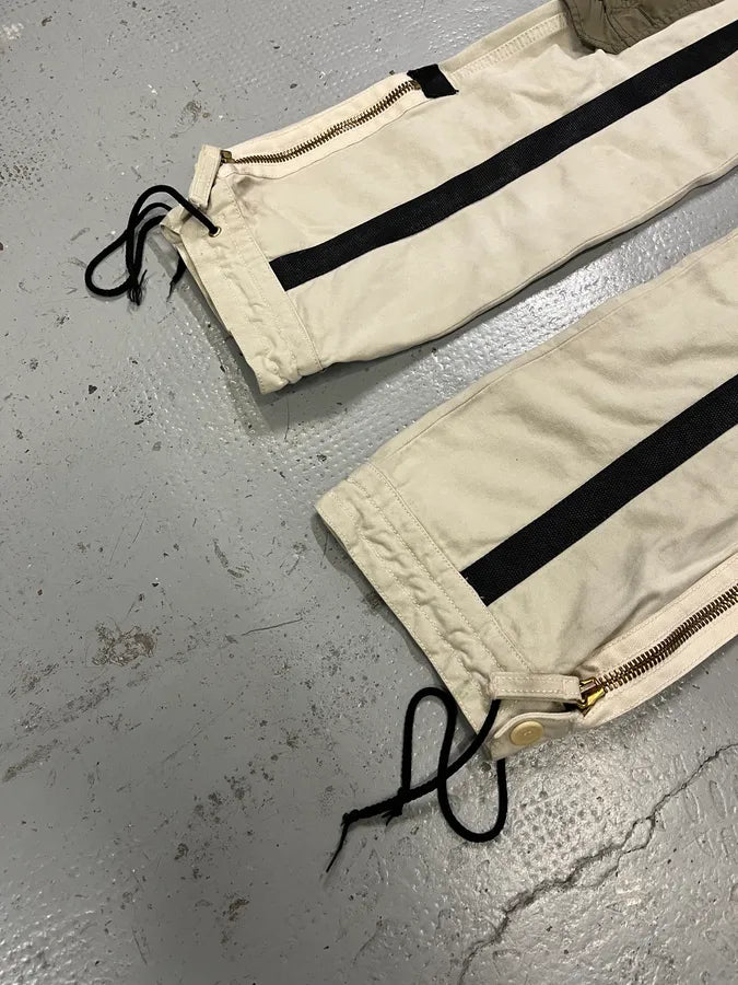 AW2003 Jean Paul Gaultier Bondage Beige Cargo Parachute Pants temOzTl 6