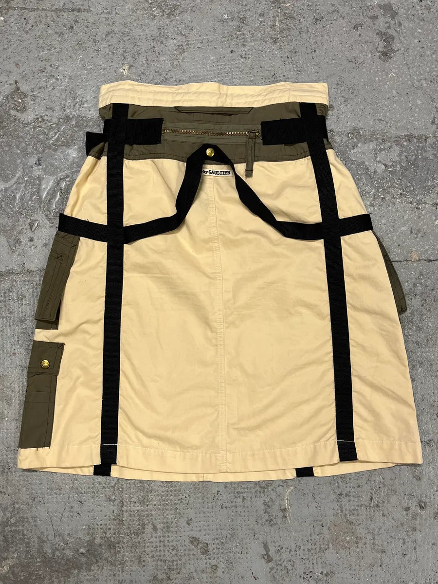 AW2003 Jean Paul Gaultier Bondage Beige Military Skirt (S/M) fbZaGsZ 4