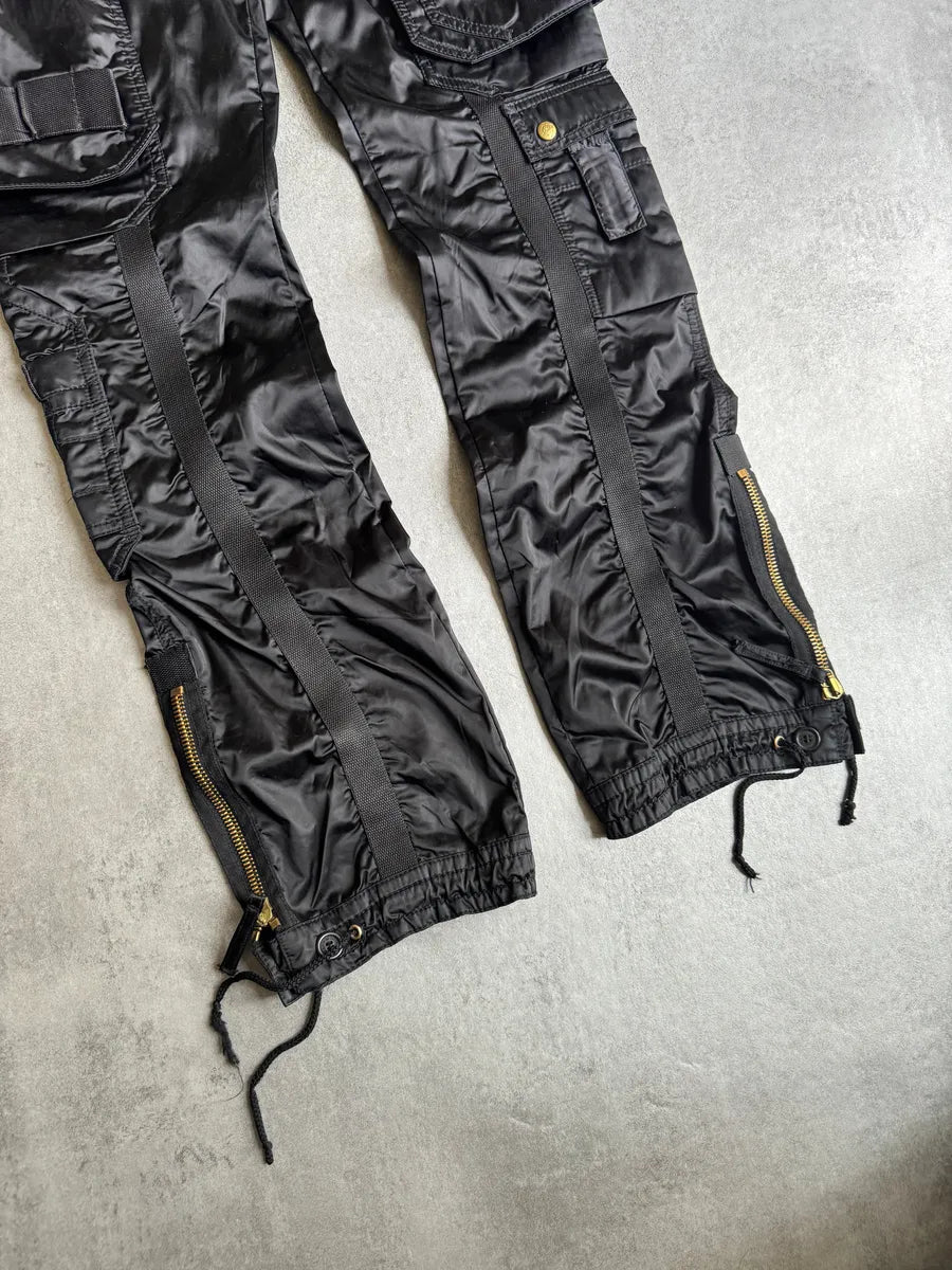 AW2003 Jean Paul Gaultier Bondage Black Cargo Parachute Nylon Pants CiITJqU 14