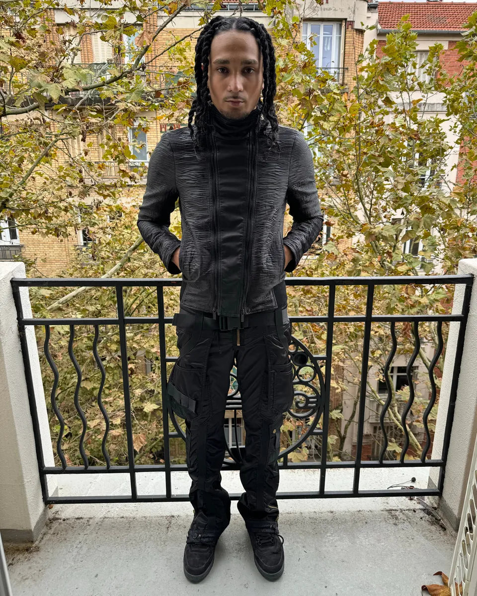 AW2003 Jean Paul Gaultier Bondage Black Cargo Parachute Nylon Pants CiITJqU 3