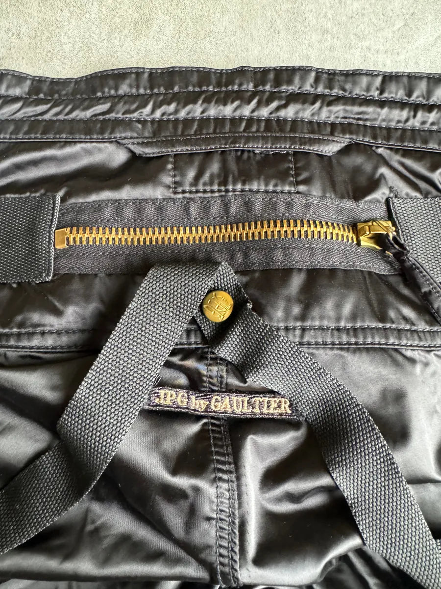 AW2003 Jean Paul Gaultier Bondage Black Cargo Parachute Nylon Pants CiITJqU 6