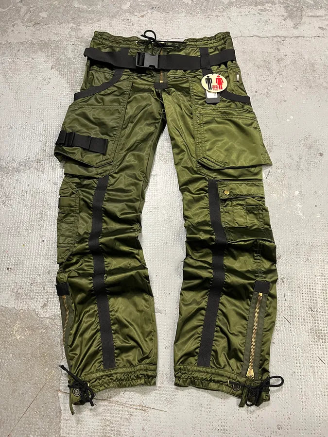 AW2003 Jean Paul Gaultier Bondage Khaki Cargo Parachute Nylon Pants CiITJqU 0
