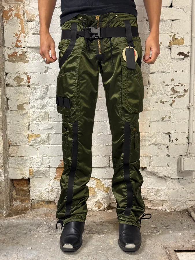 AW2003 Jean Paul Gaultier Bondage Khaki Cargo Parachute Nylon Pants CiITJqU 1